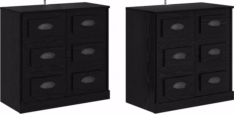 Sideboards con cassetto 2 pcs Rovere Nero 70 x 35,5 x 67,5 cm