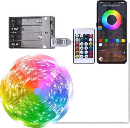 Strisce LED con cambio di colore - Catena luminosa a batteria per interni ed esterni - Illuminazione flessibile tramite app per smartphone