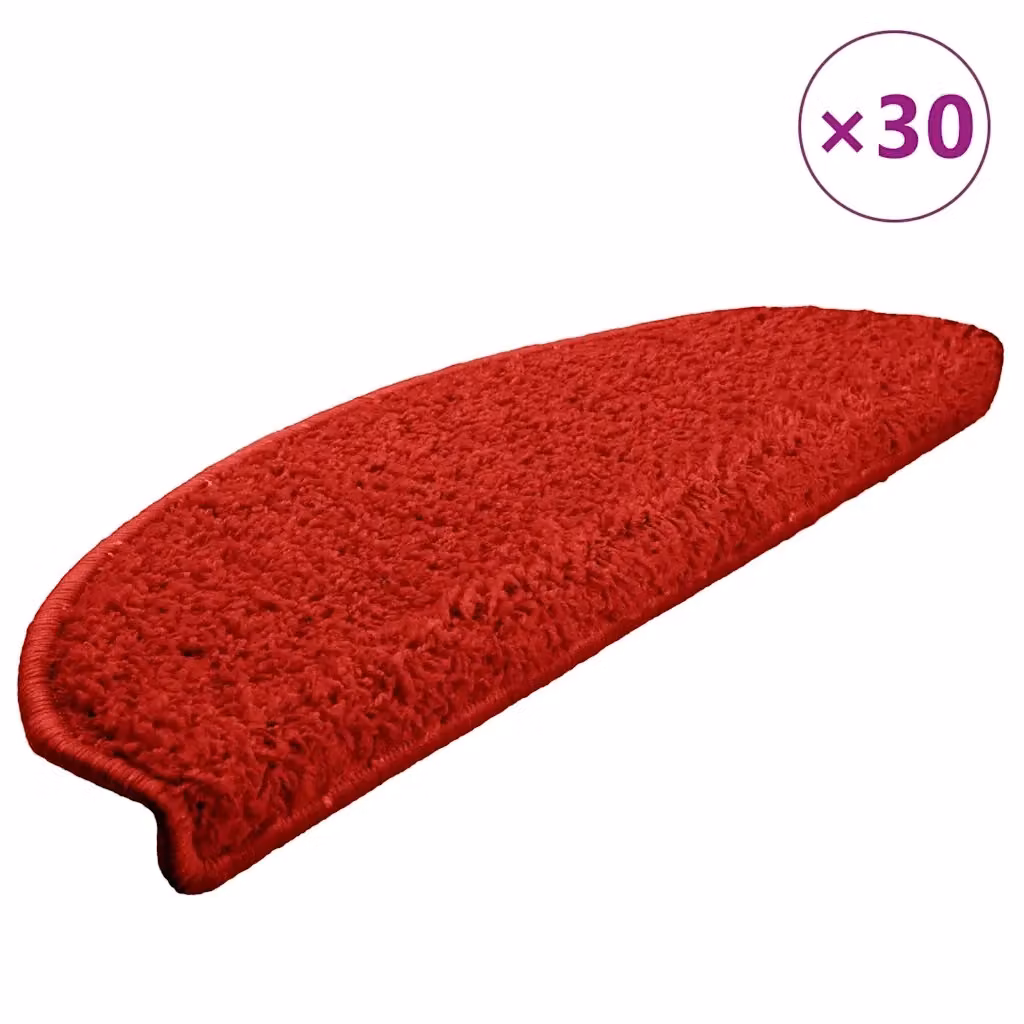 Set di 30 tappetini per scale semicircolari vidaXL rossi, antiscivolo e autoadesivi, L: 65 cm, P: 21 cm, H: 4 cm – 2