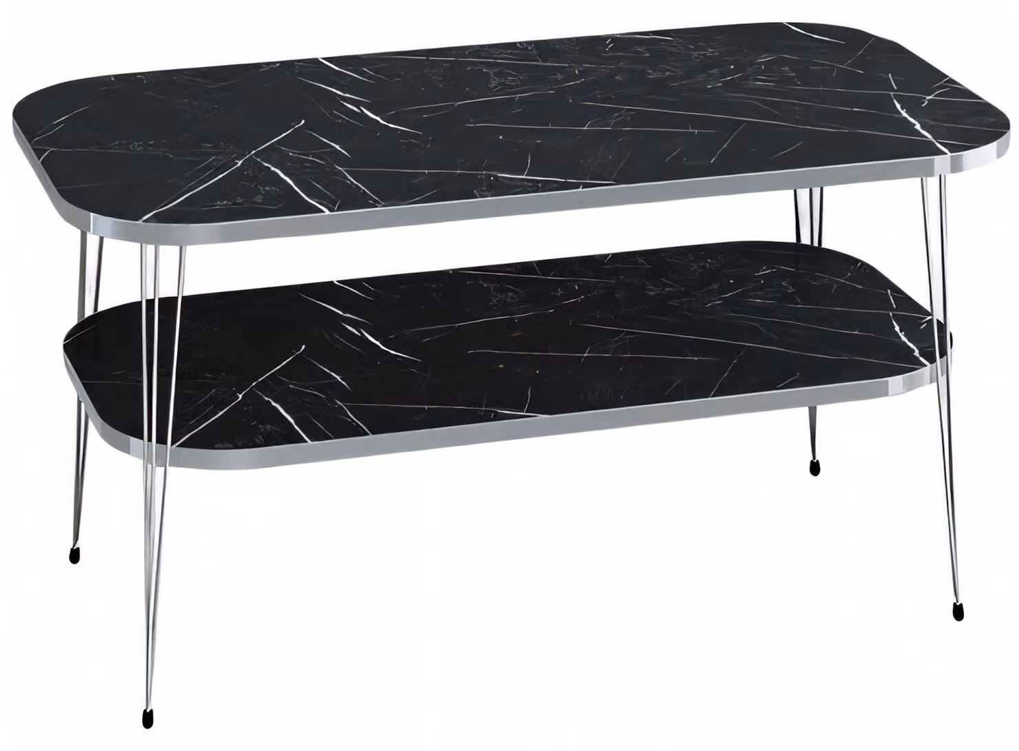 Moderner schwarzer Couchtisch aus Holz mit Edelstahl-Design