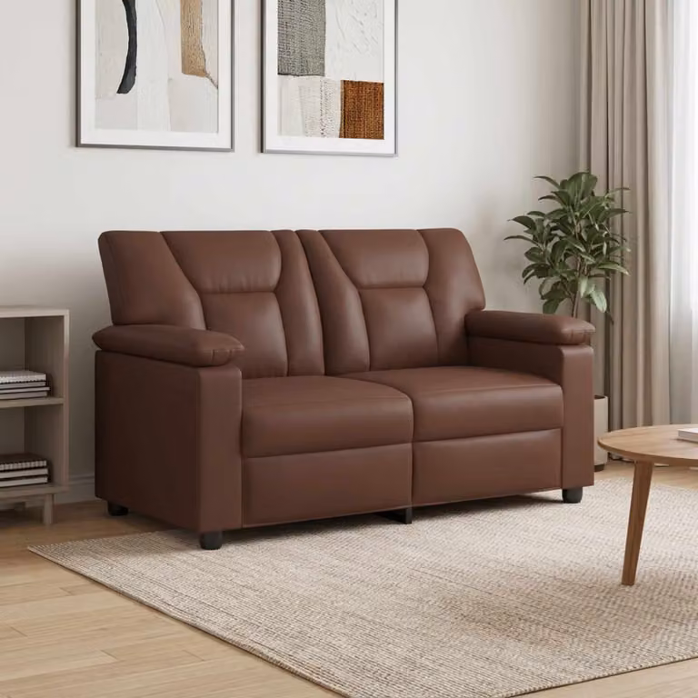 Divano moderno vidaXL in similpelle marrone con struttura in metallo L: 151 cm, P: 85 cm, H: 93 cm