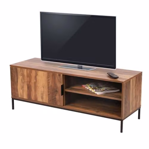 Meublorama Mobile Porta TV Stile Etnico con 1 Anta Colore Legno Noce Collezione Jayce - Dimensioni 120x40xH45cm