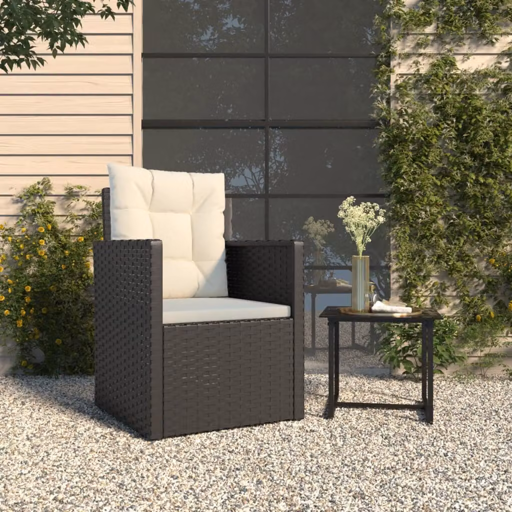 vidaXL Poltrona da Giardino Moderna in Polyrattan con Cuscini Neri e Bianchi