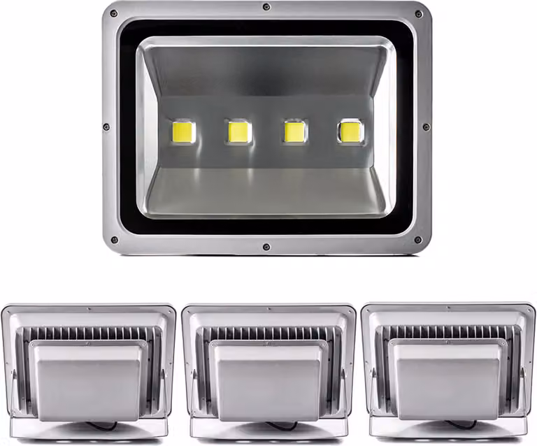 4 pezzi 200W LED Floodlight Faretto da esterno, Greenmigo Bianco freddo Impermeabile IP65 Illuminazione di sicurezza super luminosa per giardino, cortile, magazzino, piazza, cartellone pubblicitario