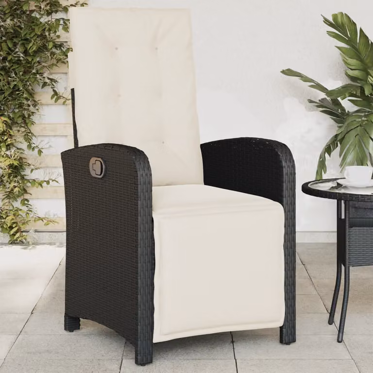 Sedia reclinabile da giardino con poggiapiedi vidaXL in rattan e metallo nera