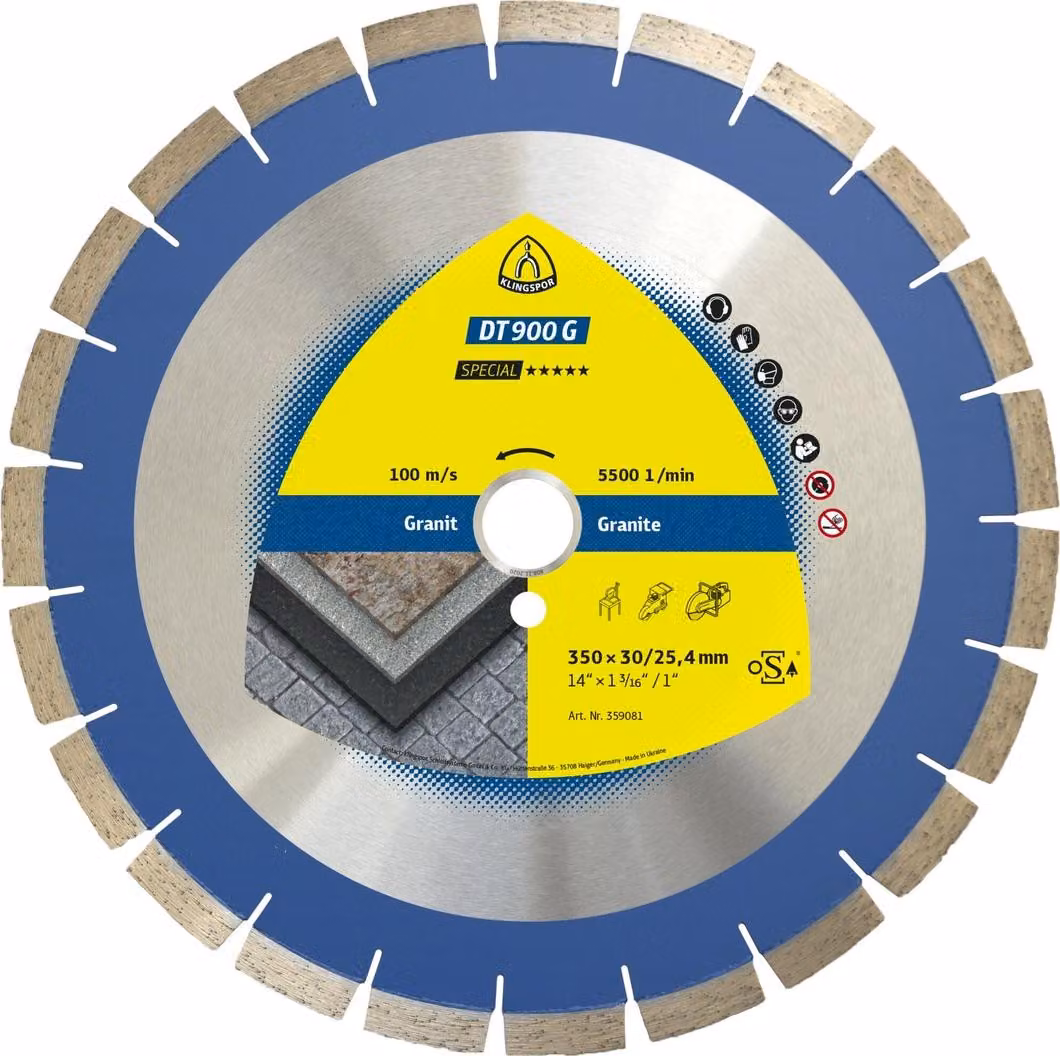 Klingspor DT 900 G dischi da taglio diamantati, 400 x 3,6 x 30 mm 27 segmenti 40 x 3,6 x 14 mm, dentatura standard Anello di riduzione 25,4