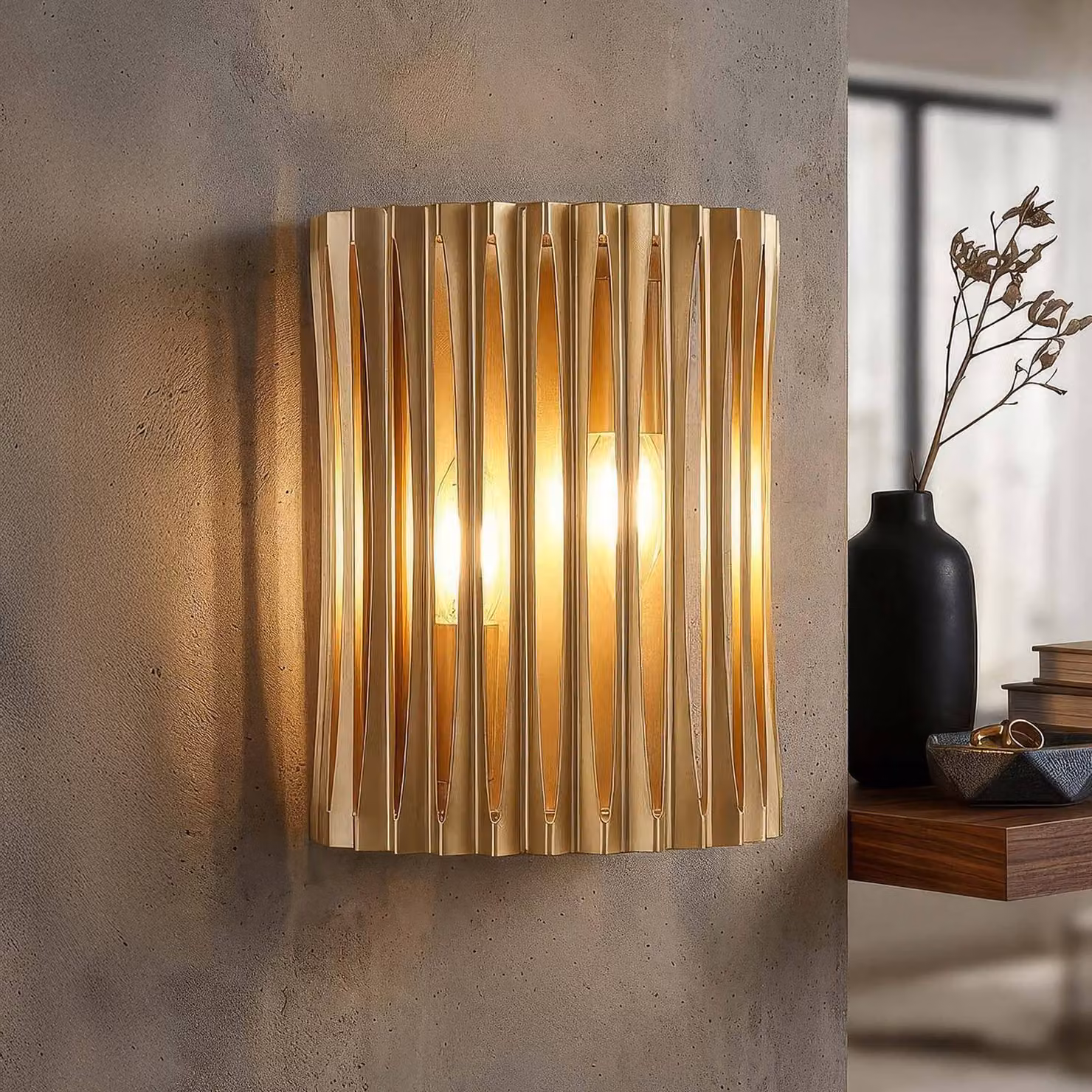 Searchlight Applique da parete Split, dimmerabile, Ottone / Oro, Soggiorno / Sala da pranzo, Metallo, Applique