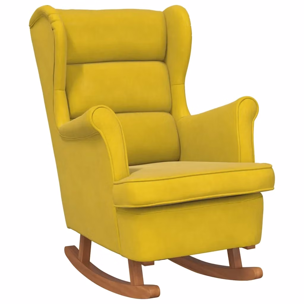 Sedia a dondolo con schienale alto in velluto giallo vidaXL L: 74 cm, P: 90 cm, H: 110 cm – 2