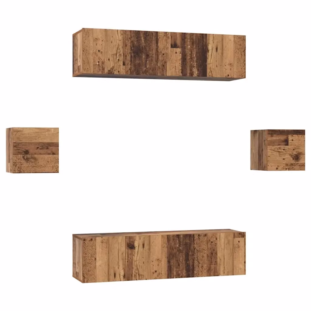 Set mobile TV moderno vidaXL in legno color marrone, 6 pezzi, da appendere alla parete – 2