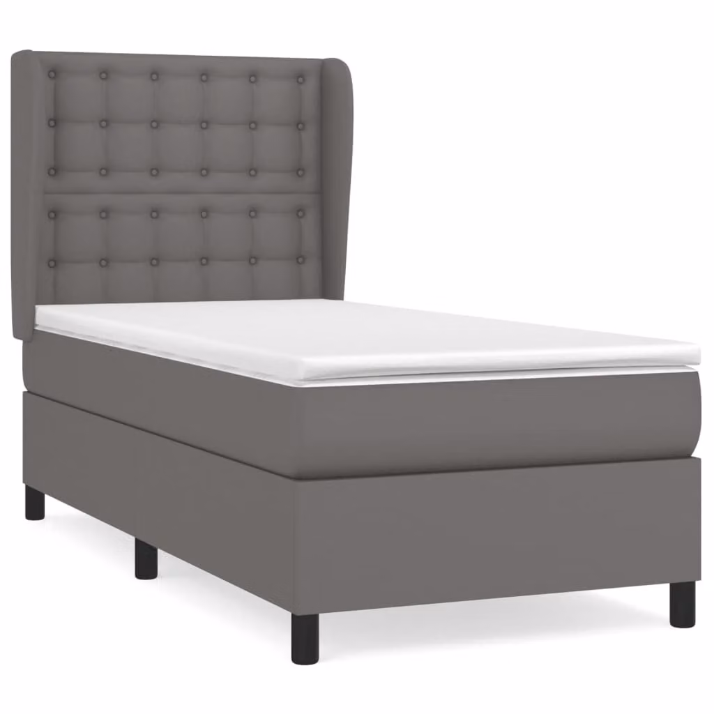 Giroletto a Molle con Materasso Grgio 80x200 cm in Pelle finta