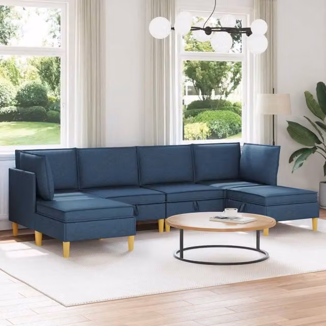 Set di divani modulari con spazio di archiviazione 6 pz Blu 3413717