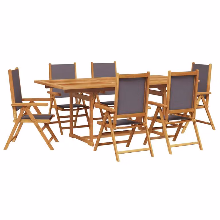 Set Pranzo da Giardino 7 pz Antracite Tessuto e Legno Massello