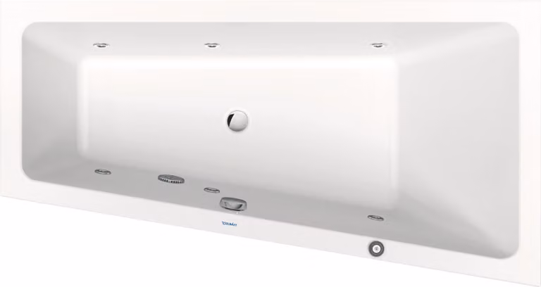 Duravit No.1 baignoire balnéo encastrée, trapèze, 1600x850mm, Jet Protect, 1 inclinaison du dossier à droite, blanc, 760507000JP1000, 760507000JP1000