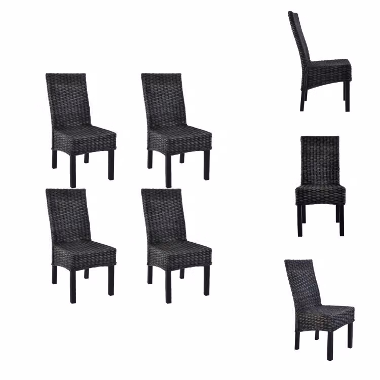 vidaXL Sedie da pranzo 4 pezzi in rattan Kubu nero e legno di mango - Sedie da pranzo