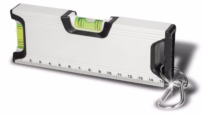 Livella a bolla da 15,5 cm - Livella magnetica con gancio a moschettone - ideale per campeggio, camper e viaggi - bianca