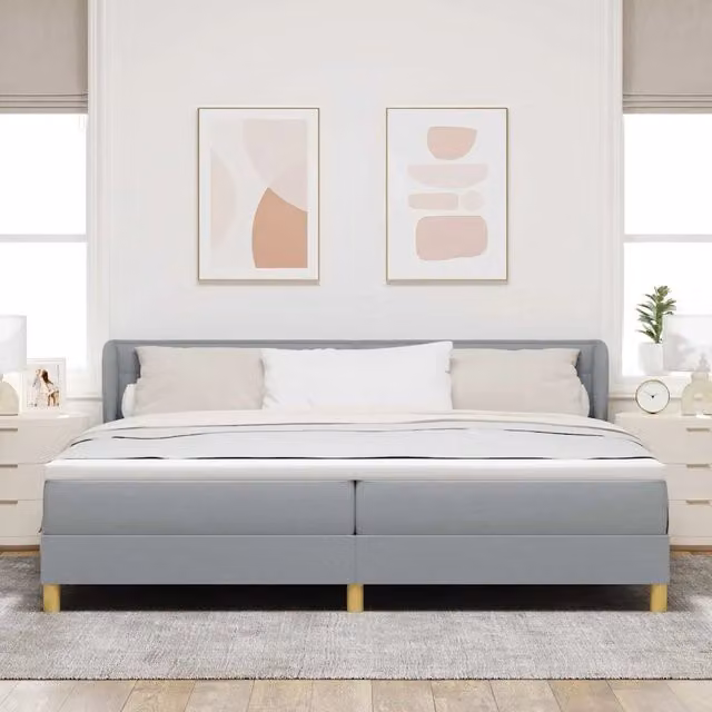 Letto a molle con materasso vidaXL in tessuto grigio, L/P/H: 200 x 200 x 280 cm