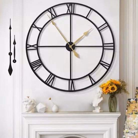 Orologio da Parete Extra Grande Moderno Silenzioso Senza Suoni di Giro - 100cm di Diametro Numeri Romani Orologi da Parete per Salotto Orologio da Parete Vintage per Camera da Letto Cucina Ufficio Stile Rurale Industriale