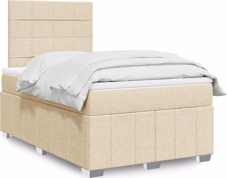 Maison Exclusive - Letto boxspring con materasso Crema 120x190 cm Tessuto