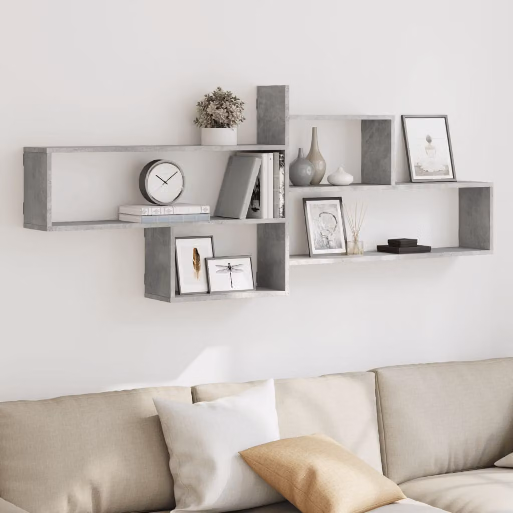 Mensola a parete moderna vidaXL in MDF grigio cemento, L: 167,5 cm, P: 18 cm, H: 68 cm