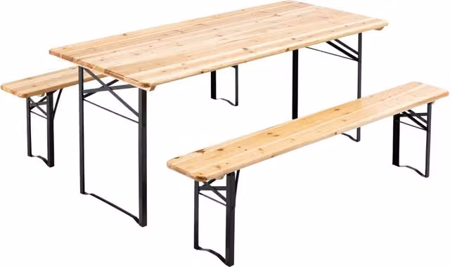 Oviala - 10 Tavoli da birreria pieghevoli 177x80x76cm + 20 panche in legno