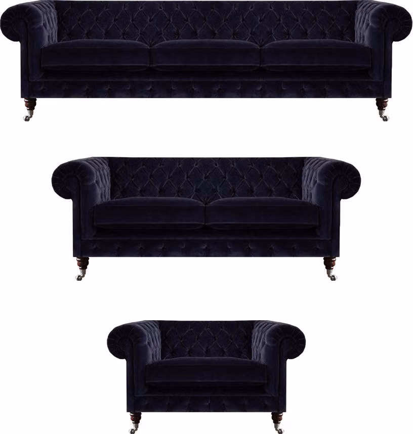 Polstermöbel Sessel Sofagarnitur Dreisitzer mit Zweisitzer Sofas Chesterfield