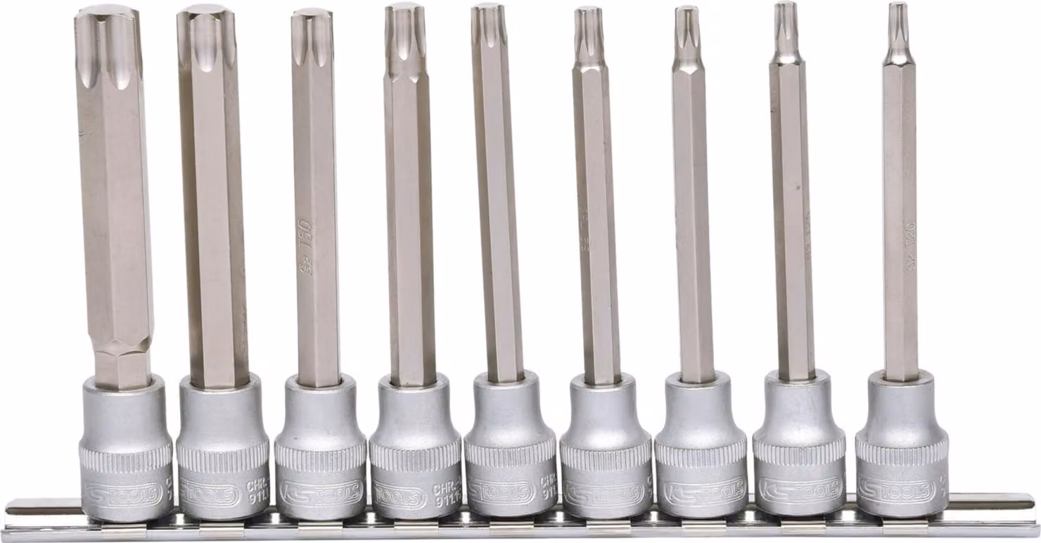 KS TOOLS Set di bussole Torx lunghe 3/8" 9 pz. T20-T60 - 911.1550