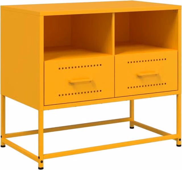 Mobile TV multimediale mensola TV credenza TV sala da pranzo soggiorno camera da letto giallo senape 68 x 39 x 60,5 cm acciaio giallo 02_0027670