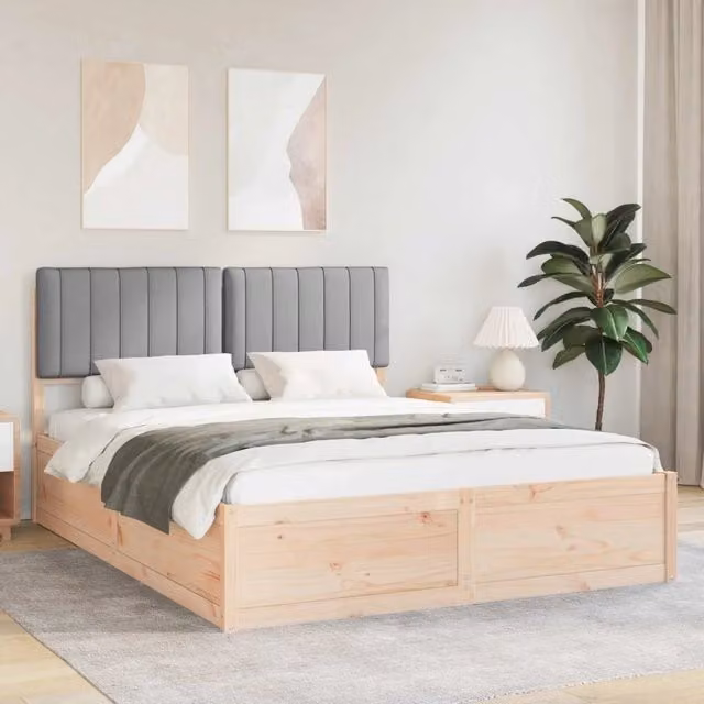 Letto con Testiera Rivestita Grigio chiaro 160 x 200 cm 3398219