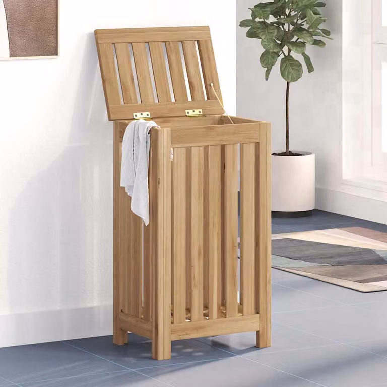 Cesto per lavanderia vidaXL in legno di teak solido marrone L: 60 cm, P: 35 cm, H: 25 cm