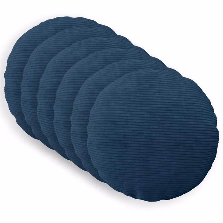 Set di 6 federe rotonde vidaXL HEERLEN in velluto a coste blu navy, Ø 40 cm