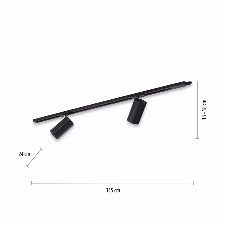 PURE Technik Luce LED a binario, 2 luci, nero Pure Technik, dimmerabile, Nero, Soggiorno / Sala da pranzo, Metallo, Moderno