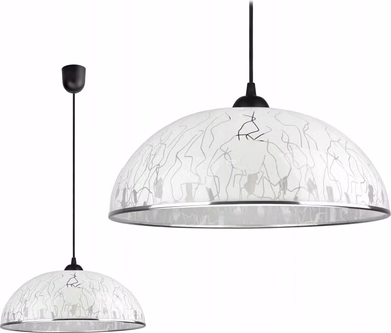 Lampada a sospensione FKL, lampada da cucina, lampada a pendolo, design moderno, diametro 37 cm, materiale: plastica, colore: grigio e bianco