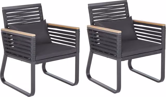 Set di 2 Sedie da Giardino BELIANI in Metallo Nero Opaco con Design Industriale Moderno