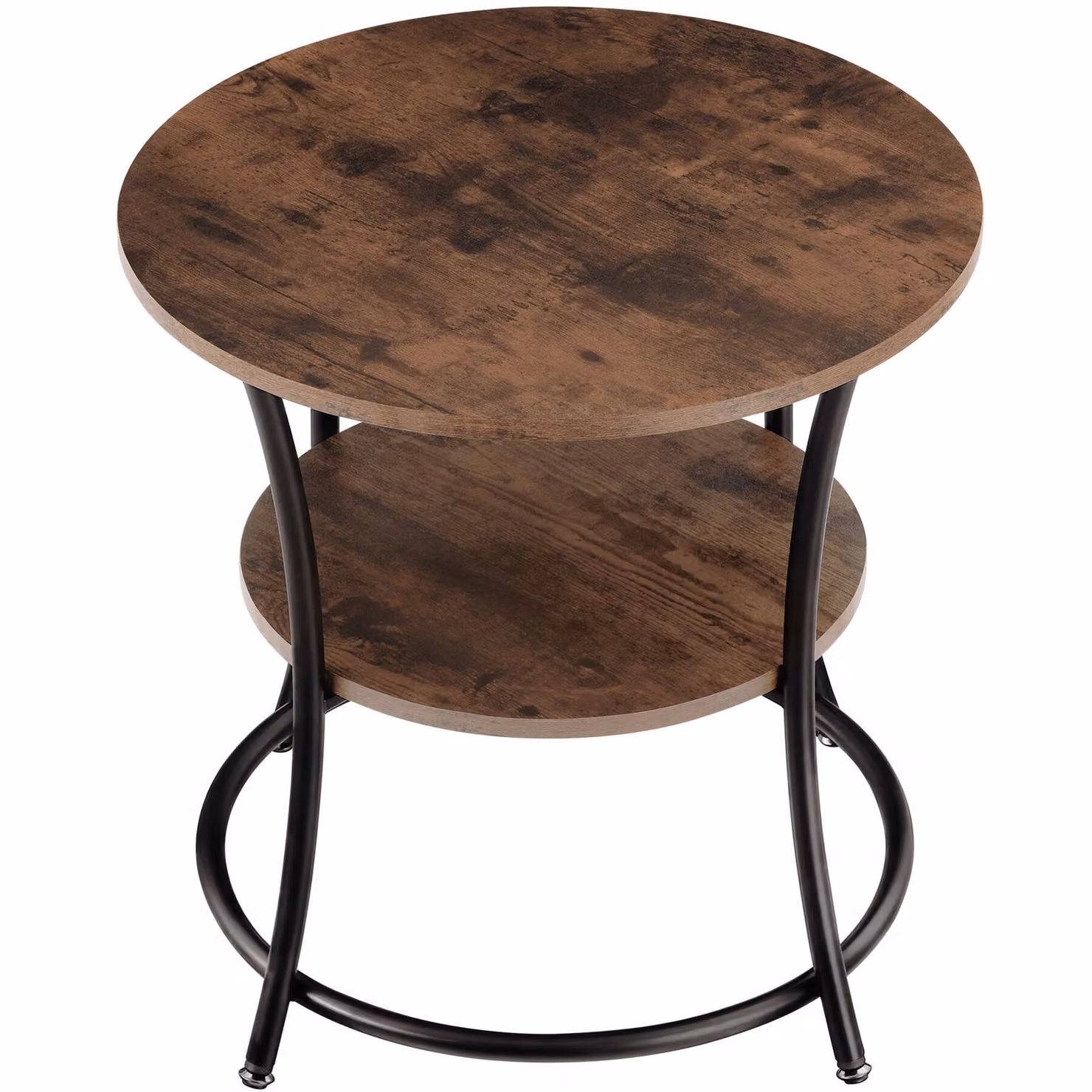 Tavolino rotondo industriale tectake in legno e metallo, marrone e nero, L: 56 cm, P: 55 cm, H: 30 cm – 3