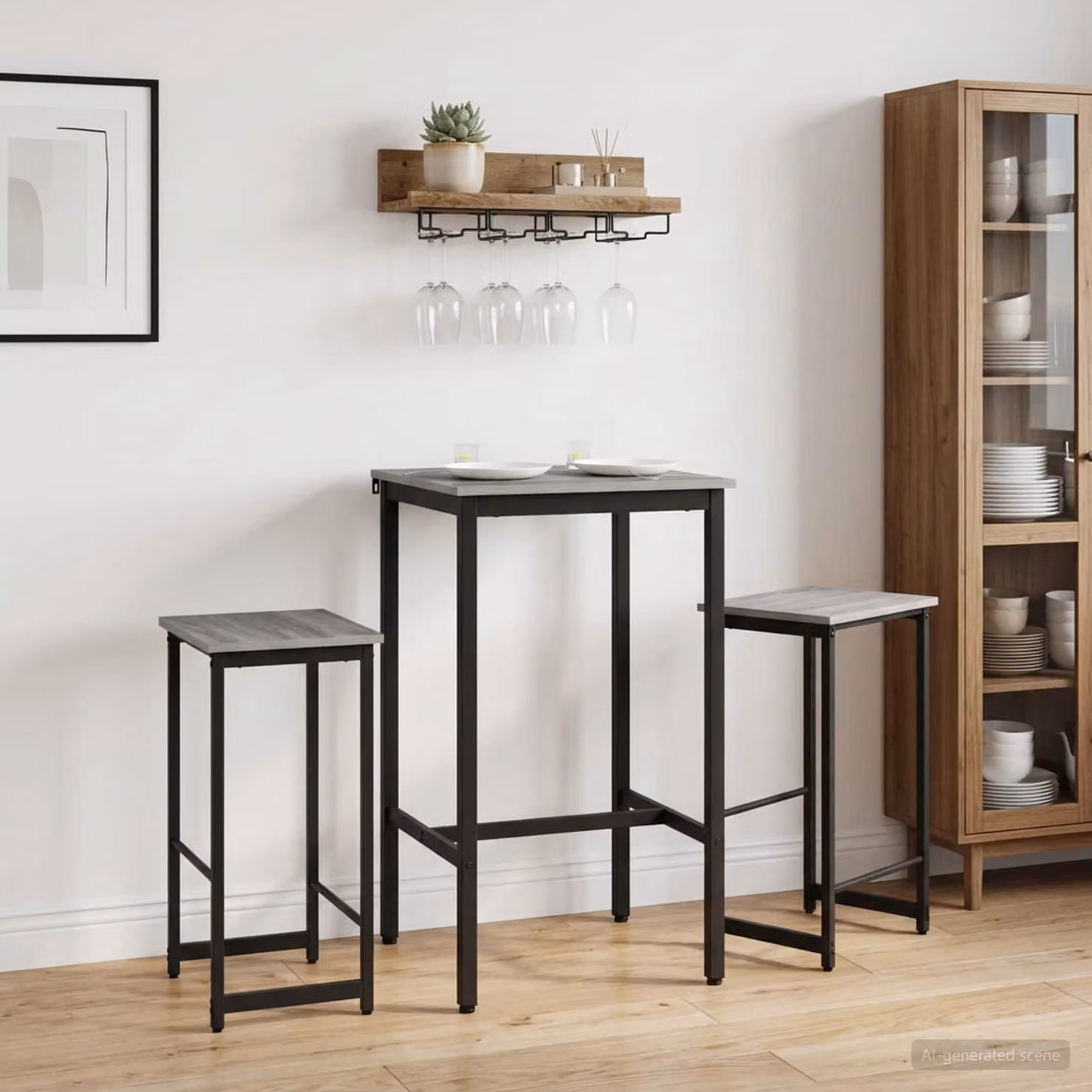 Set di 2 sgabelli da bar moderni vidaXL in stile Sonoma grigio L 40 cm x P 32 cm x H 64 cm