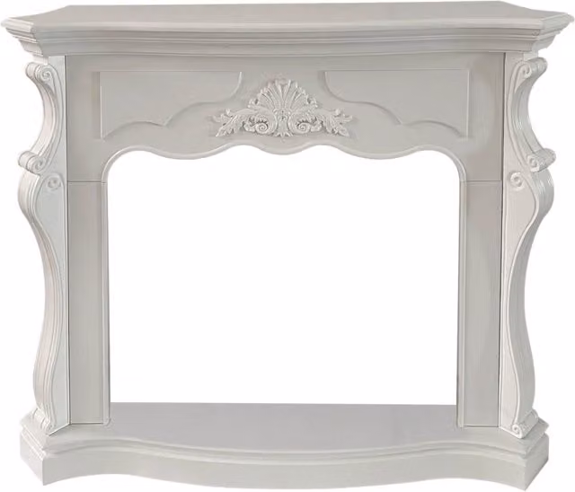 Cornice per Camino 123x39x100 cm Parigi Rivestimento in Legno Bianco