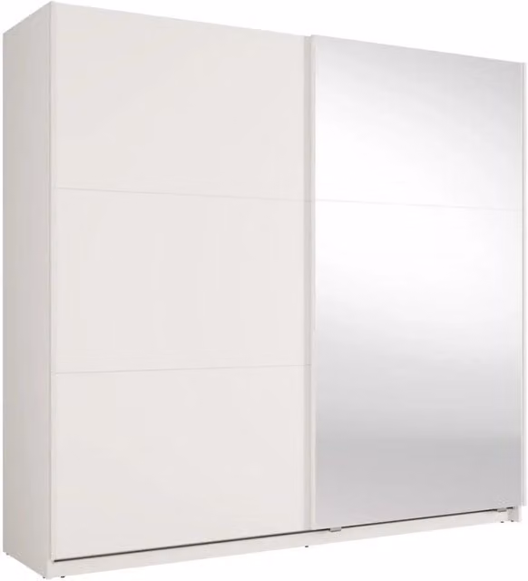 Armadio Venezia Meublorama con ante scorrevoli, illuminazione LED e finitura bianco opaco L: 221 cm, H: 207 cm, P: 60 cm – 1