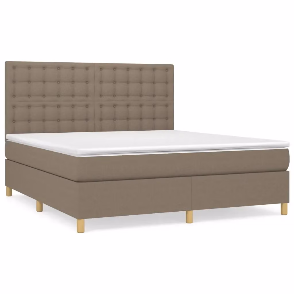 Letto Ibrido con Giroletto a Molle e Materasso vidaXL in Tessuto Beige e Bianco L/P: 180 x 200 cm – 2