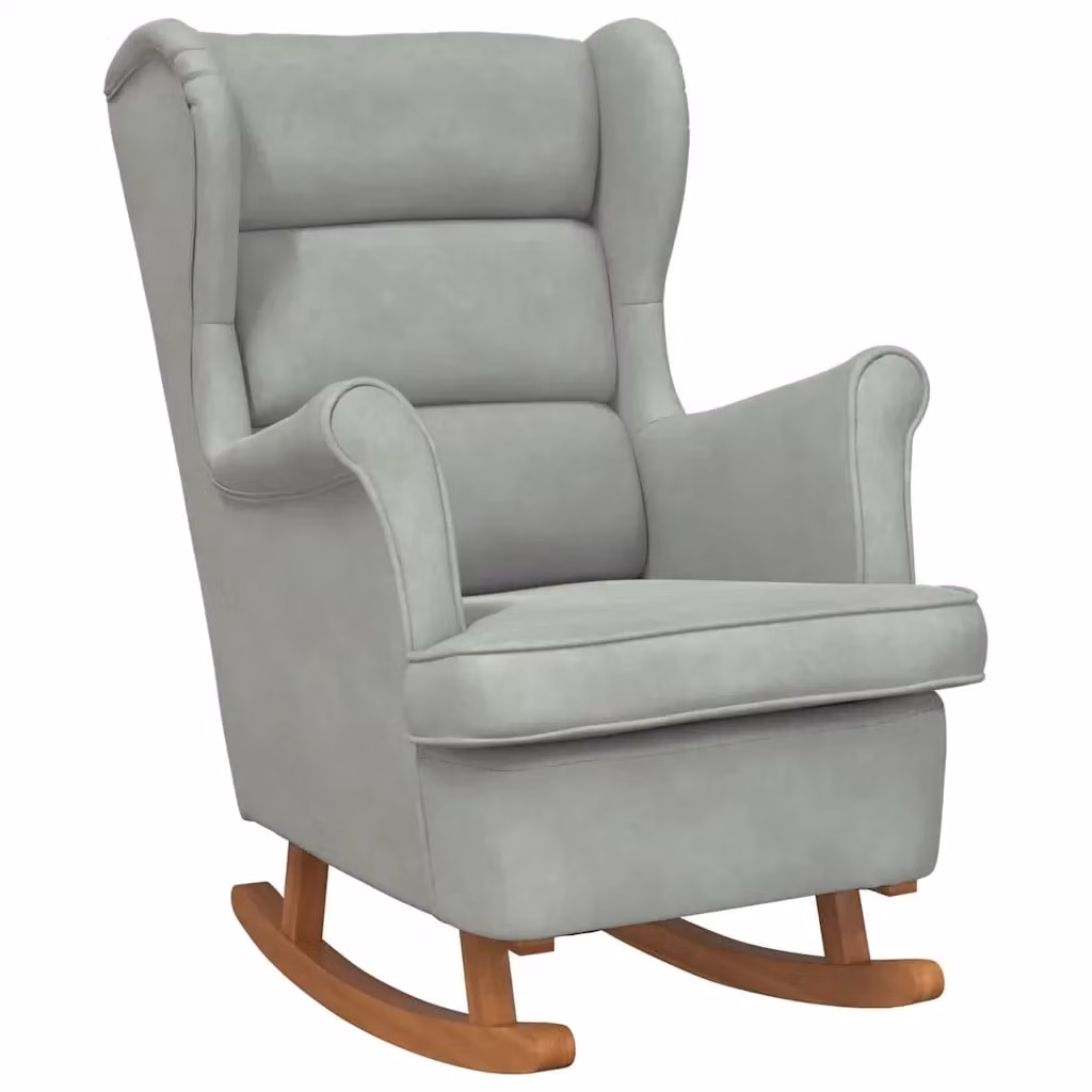vidaXL Sedia a dondolo con schienale alto in velluto grigio con braccioli – 2