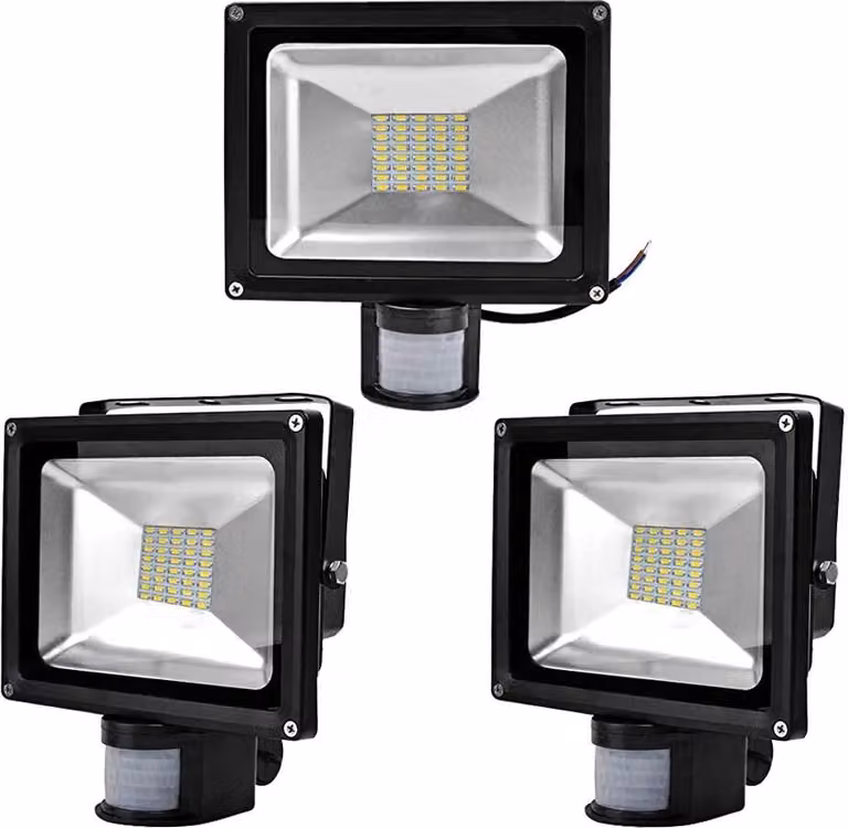 Greenmigo 3x SMD 30W proiettore con sensore di movimento faretto bianco caldo alloggiamento in alluminio nero IP65 impermeabile lampada a LED applique lampada da parete luce di fondo illuminazione diffusa lampada da giardino a LED faretto da esterno