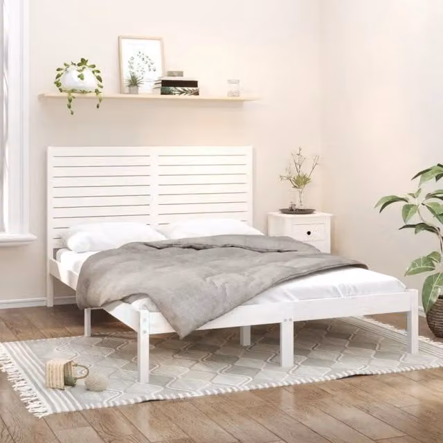 Giroletto-Struttura Letto Bianco in Legno Massello 140x200 cm 718550