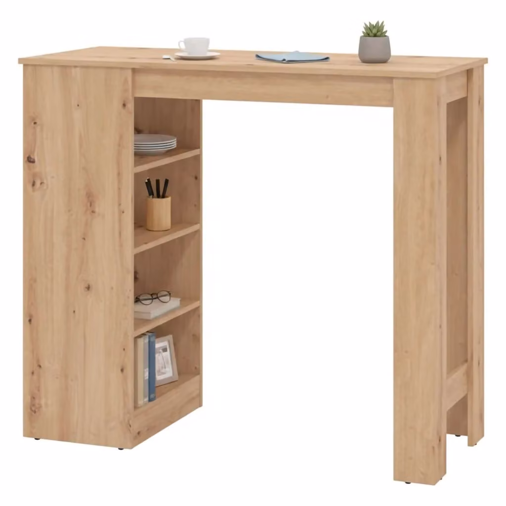 Tavolo fisso DMORA Sedriano per 2 persone, design moderno in legno rovere marrone, L: 120 cm, P: 50 cm, H: 105 cm – 2