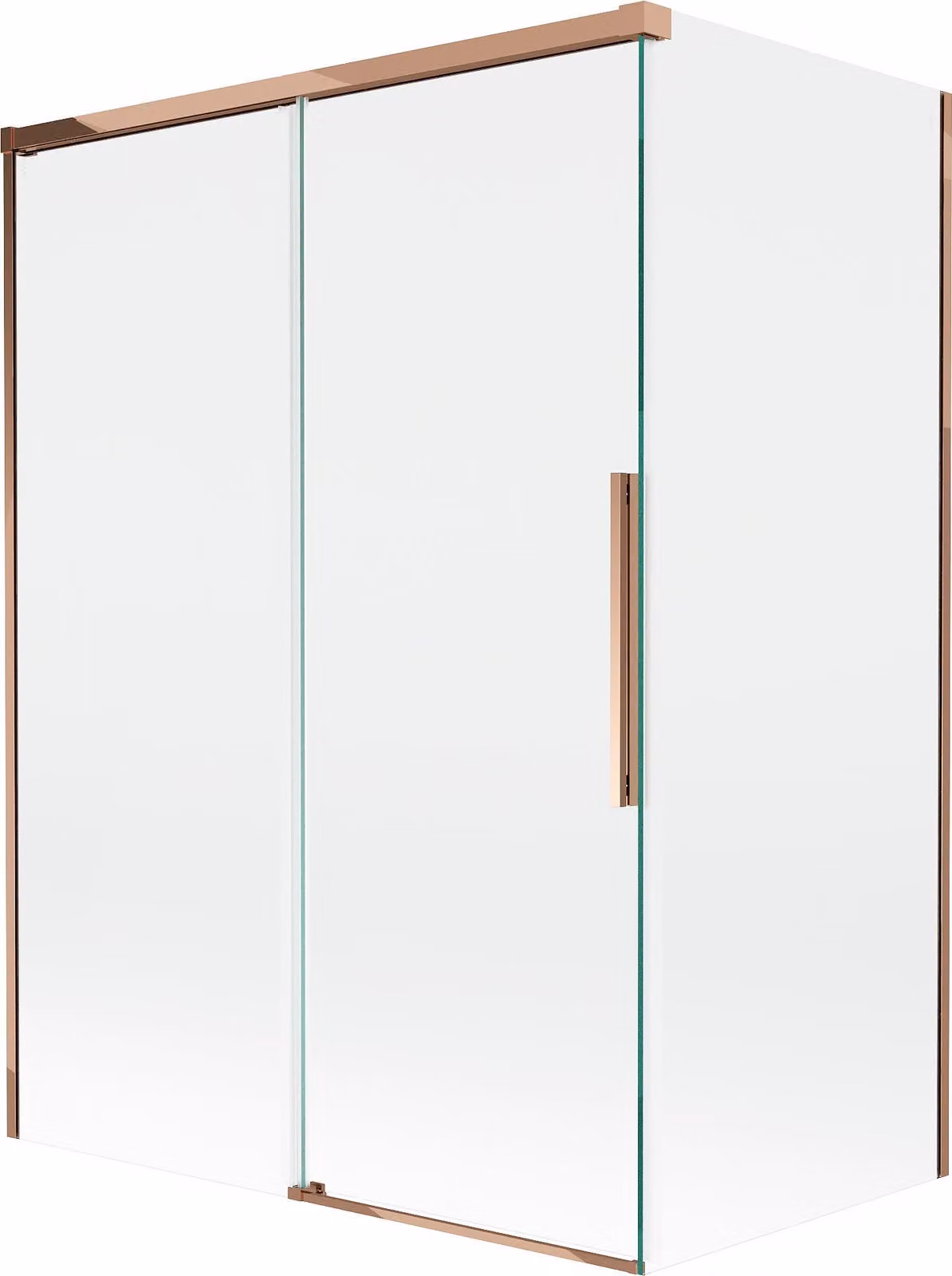 Mexen Rox paravento da bagno a 2 ali scorrevoli 120 + 70 x 150 cm, trasparente, oro rosa - 8C9-120-070-60-00