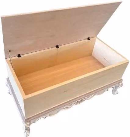 Panca scendiletto contenitore in legno grezzo stile classico barocco Mobili 2G L: 120 cm, P: 60 cm, H: 55 cm – 2