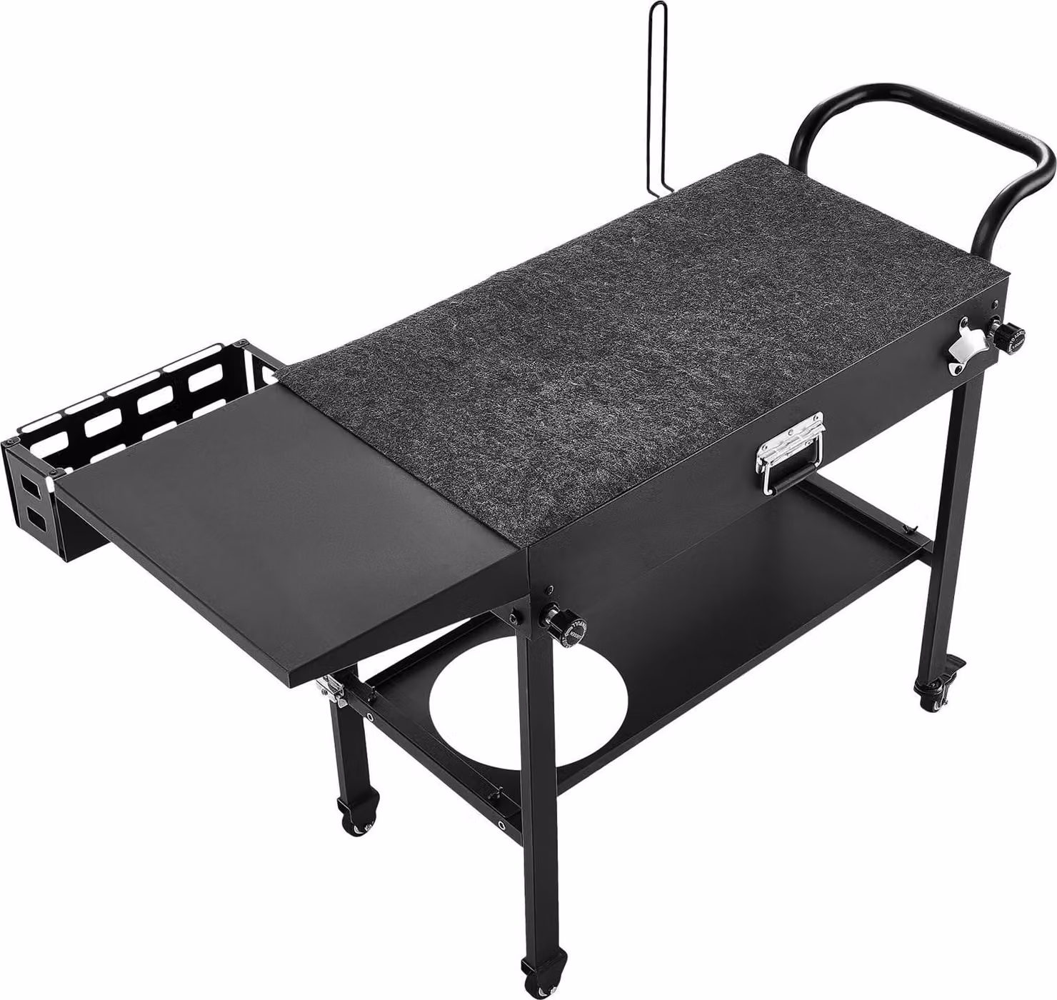SucceBuy Carrello barbecue da esterno 787x432 mm (dimensioni del piano), tavolo barbecue pieghevole con supporto per tovaglioli, ganci, ruote e tavolo laterale, tavolo da preparazione e carrello di servizio per picnic, cucina e giardino
