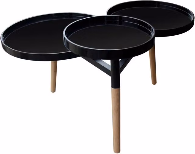 Tavolino da soggiorno Butler KENDRA HOME con 3 ripiani, design moderno in bambu e MDF nero e marrone – 1