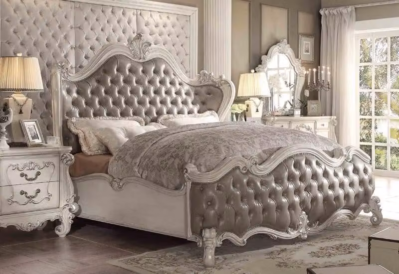 Designer Bett Schlafzimmer Betten Leder Hotel Polster Chesterfield Kingsize