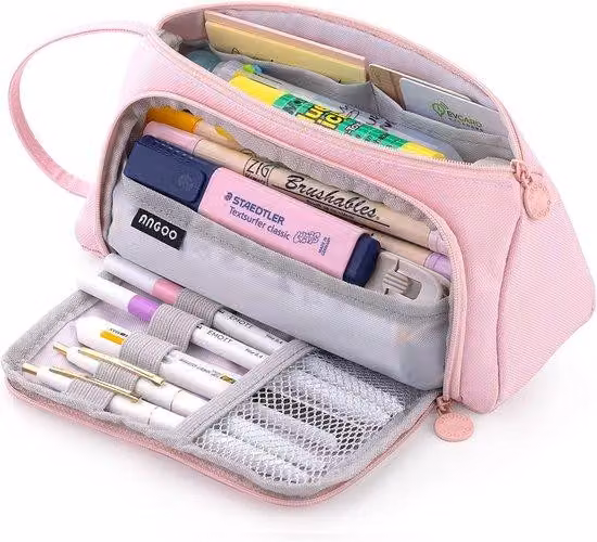 Cartella per ragazze, capiente, rosa chiaro