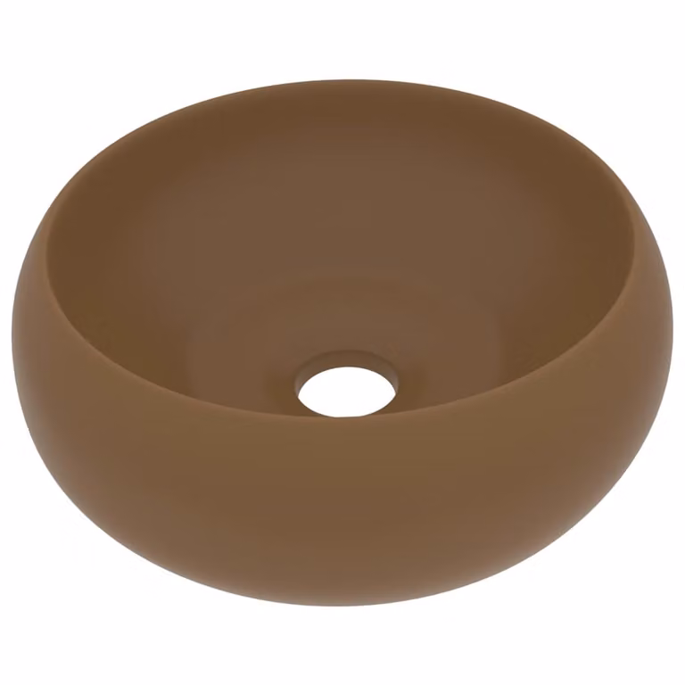 Lavandino Lusso Rotondo Crema Opaco 40x15 cm in Vetroceramica