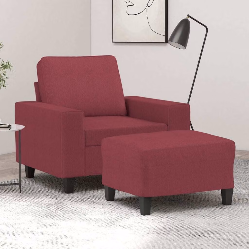 Maison Exclusive - Poltrona con poggiapiedi, rosso vino, 60 cm, tessuto